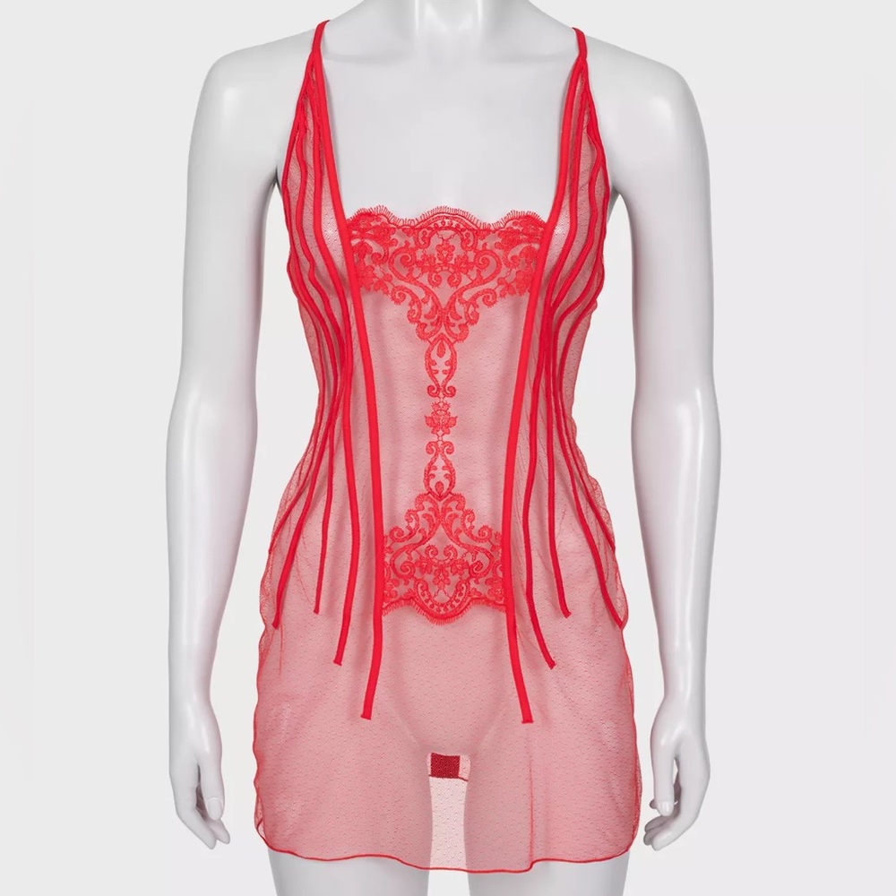 La Perla Red Lace Mesh Lingerie